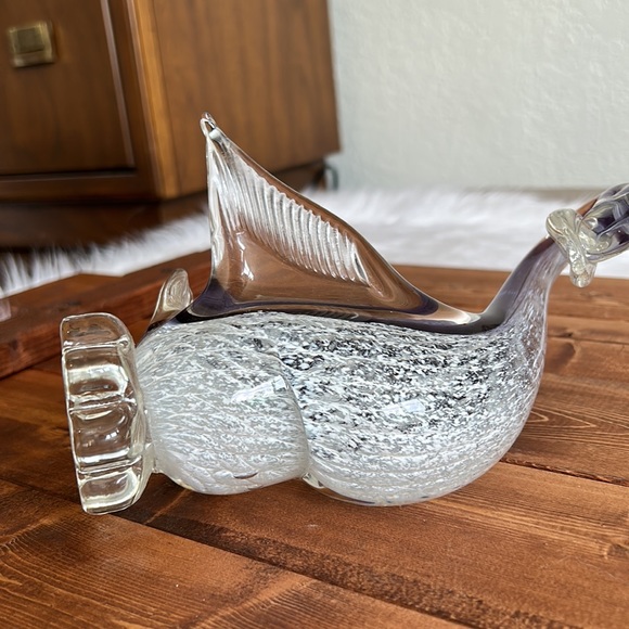- Italy Murano Glass Bird purple/clear glass - Picture 4 of 5